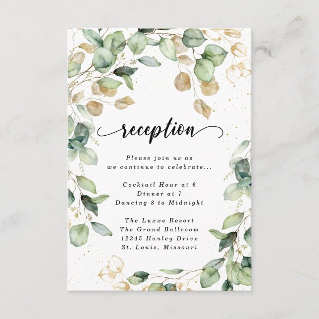 Carte D'accompagnement Enveloppe de réception à l'aquarelle Eucalyptus Go (Devant)