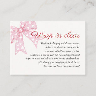 Carte D'accompagnement Enveloppement Baby shower Fille Bow Rose En Clair