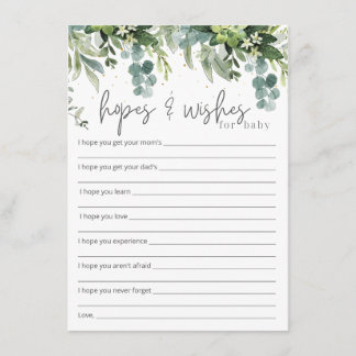 Carte D'accompagnement Espoirs et souhaits pour Baby shower bébé Insertio