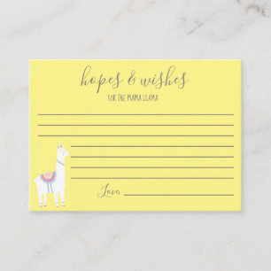 Carte D'accompagnement Espoirs et souhaits pour la Mama Llama Baby shower