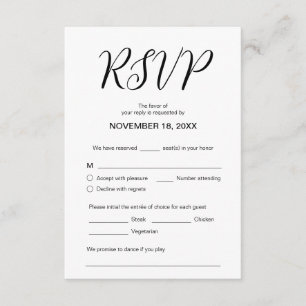 Carte D'accompagnement Esthétique moderne, Dîner Mariage RSVP, Répondre