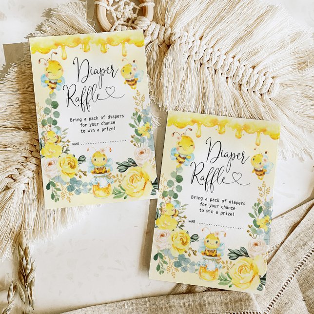 Carte D'accompagnement Été Bumblebee Honeypeb Baby Diaper Raffle (Créateur téléchargé)
