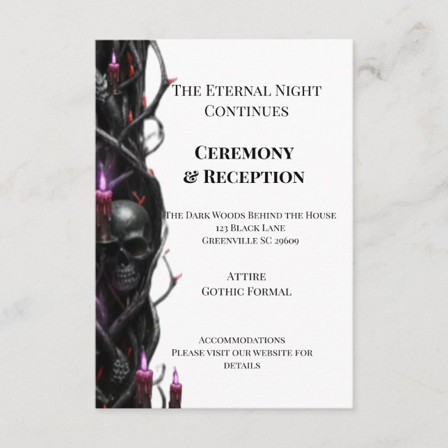 Carte D'accompagnement Eternal Night Gothic Vampire Wedding Dark Romance (Devant)