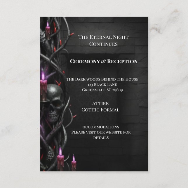 Carte D'accompagnement Eternal Night Gothic Vampire Wedding Dark Romance (Devant)