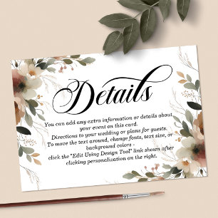 Carte D'accompagnement Ethereal Elegance Cottagecore Détails du Mariage