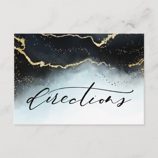 Carte D'accompagnement Ethereal Mist Ombre Marine Bleu Mariage Directions (Devant)