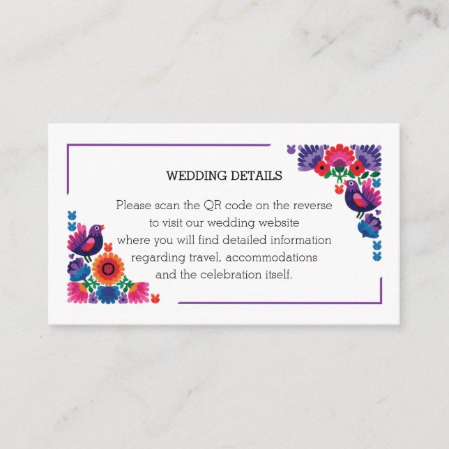 Carte D'accompagnement Ethnic Colorful Folk Birds and Flowers Wedding (Devant)