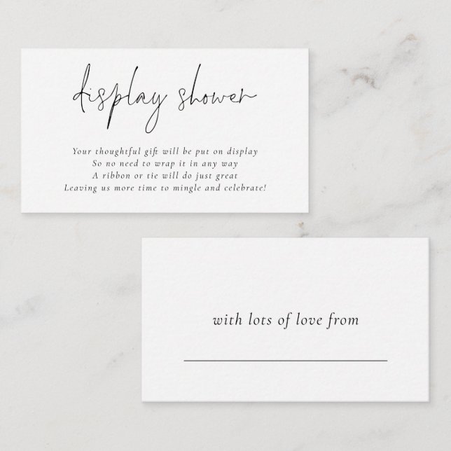 Carte D'accompagnement Étiquette cadeau au dos de l'affiche de douche de  (Devant / Derrière)