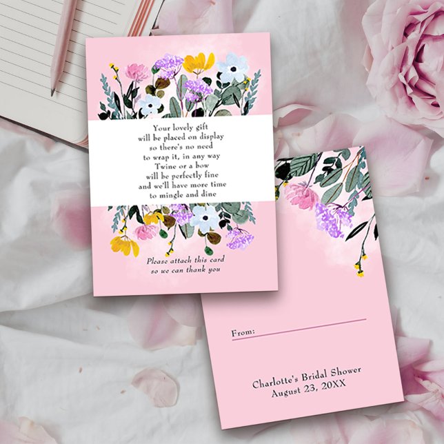 Carte D'accompagnement Étiquette Cadeau Pelouse de Fleur Sauvage Jolie po (Display shower 2-in-1 insert card and gift tag from my Wildflower Lawn Collection.)