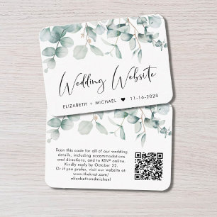 Carte D'accompagnement Eucalyptus Aquarelle QR Code Site Mariage
