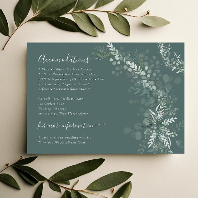 Carte D'accompagnement Eucalyptus Botanical Sage Mariage Hébergement (Créateur téléchargé)