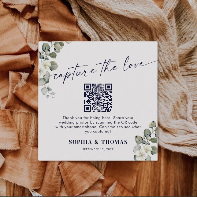 Carte D'accompagnement Eucalyptus Capturer L'Amour Code QR Photos Mariage (Créateur téléchargé)