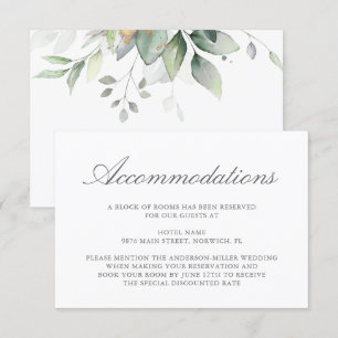 Carte D'accompagnement Eucalyptus Feuille Verdure Mariage Hébergement