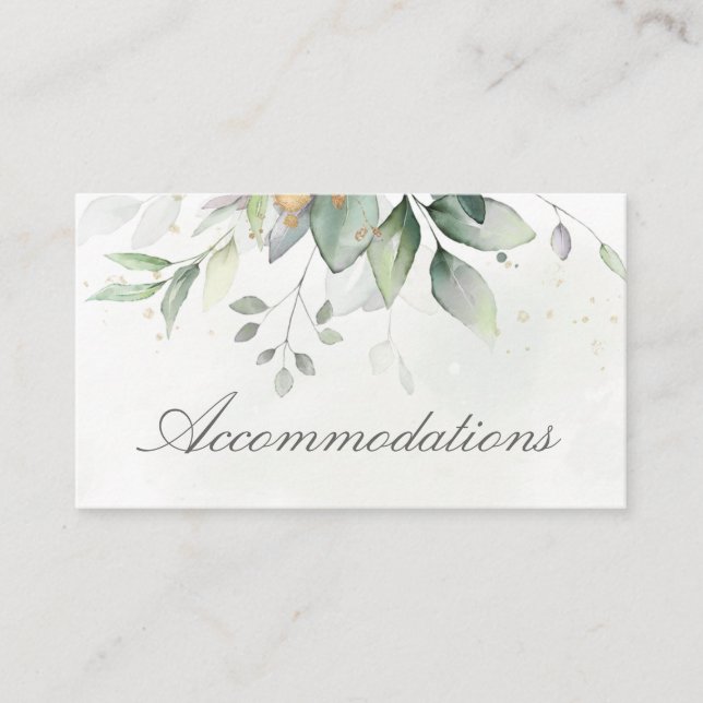 Carte D'accompagnement Eucalyptus Feuille Verdure Mariage Hébergements (Devant)