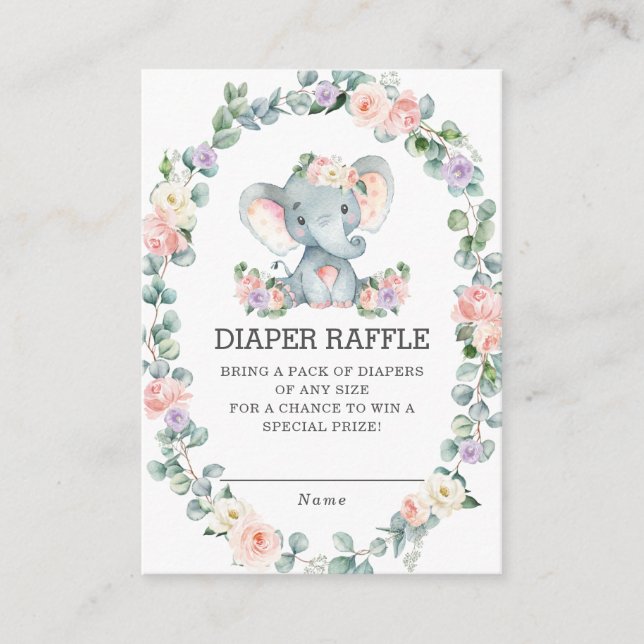 Carte D'accompagnement Eucalyptus Floral Éléphant Refus de couche verte (Devant)