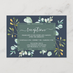 Carte D'accompagnement Eucalyptus Foliage Marine Bleu Mariage botanique