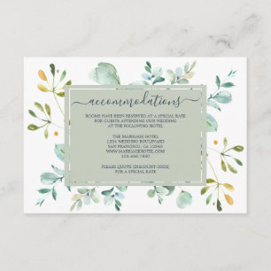 Carte D'accompagnement Eucalyptus Foliage Marine Bleu Mariage botanique