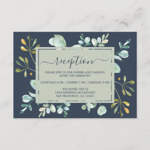 Carte D'accompagnement Eucalyptus Foliage Marine Bleu Mariage botanique