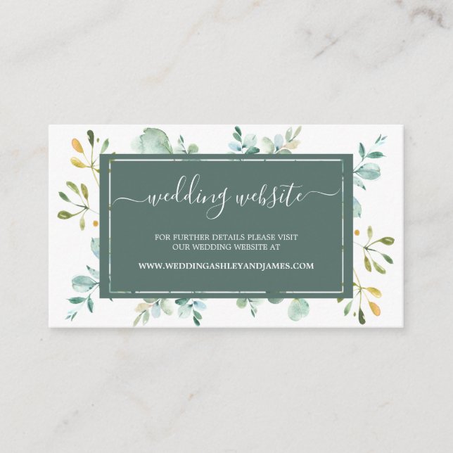 Carte D'accompagnement Eucalyptus Foliage Marine Bleu Mariage botanique (Devant)