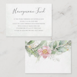Carte D'accompagnement Eucalyptus Fonds vert rose floral Lune de miel