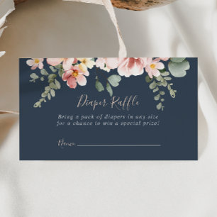 Carte D'accompagnement Eucalyptus Garden Rose Floral Diaper Raffle Ticket