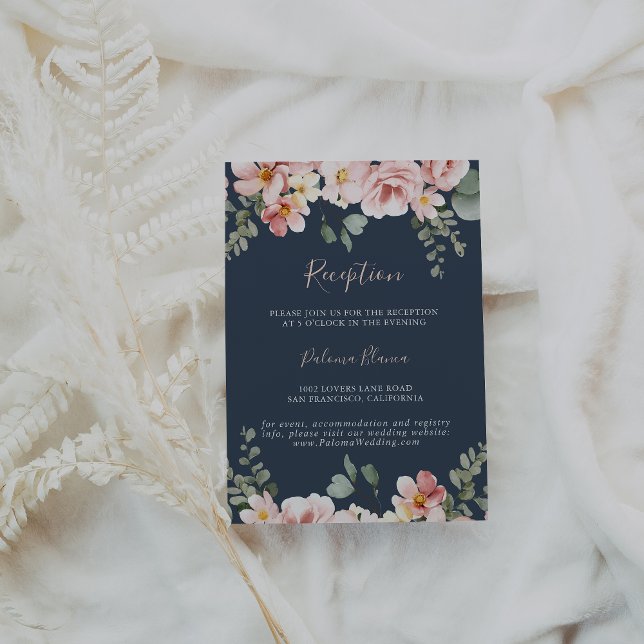 Carte D'accompagnement Eucalyptus Garden Rose Floral Mariage Réception (Créateur téléchargé)