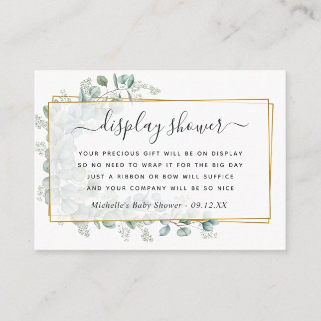 Carte D'accompagnement Eucalyptus géométrique Baby shower affichage douch (Devant)