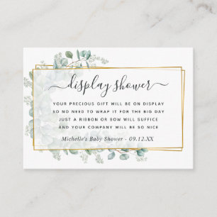 Carte D'accompagnement Eucalyptus géométrique Baby shower affichage douch