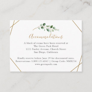 Carte D'accompagnement Eucalyptus Géométrique Verdure Hébergement