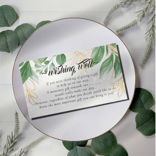 Carte D'accompagnement Eucalyptus Gold Foliage Wishing well pour Mariage
