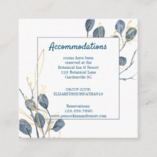 Carte D'accompagnement Eucalyptus Golden Garden Mariage Hébergement