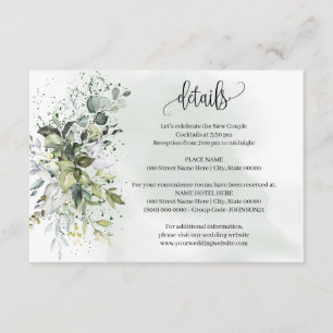 Carte D'accompagnement Eucalyptus Green Détails du Mariage Insérer une ca