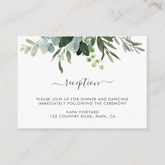 Carte D'accompagnement Eucalyptus Green Foliage Réception de mariage (Devant)