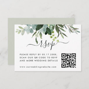 Carte D'accompagnement Eucalyptus Green Foliage RSVP avec code QR