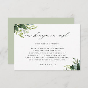 Carte D'accompagnement Eucalyptus Green Foliing Mariage Lune de miel souh