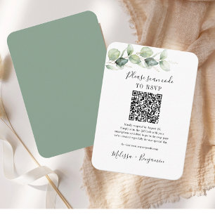 Carte D'accompagnement Eucalyptus Greenery QR Code RSVP Mariage botanique