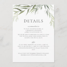 Carte D'accompagnement Eucalyptus Gum Feuille Mariage de verdure