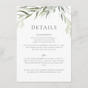Carte D'accompagnement Eucalyptus Gum Feuille Mariage de verdure