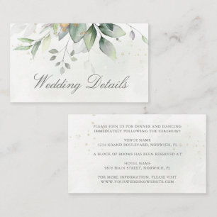 Carte D'accompagnement Eucalyptus Leaves Greenery Gold Elegant Wedding