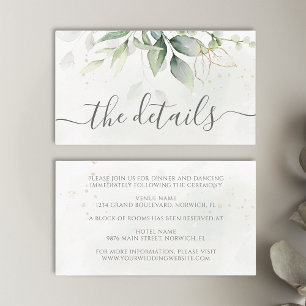 Carte D'accompagnement Eucalyptus Leaves Greenery Gold Elegant Wedding