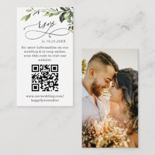 Carte D'accompagnement Eucalyptus Mariage Élégant Simple QR RSVP PHOTO