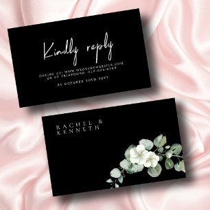 Carte D'accompagnement Eucalyptus Noir & Blanc Minimaliste Mariage RSVP