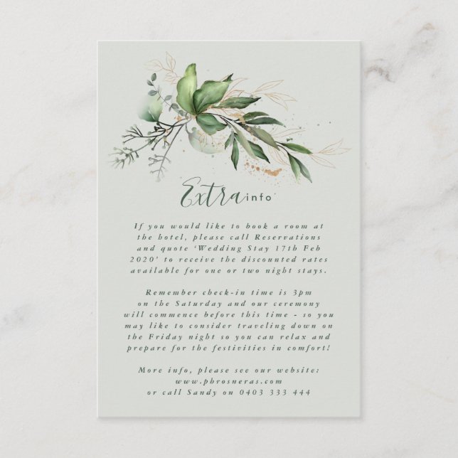 Carte D'accompagnement Eucalyptus paisible Elégant verre de mer vert bris (Devant)