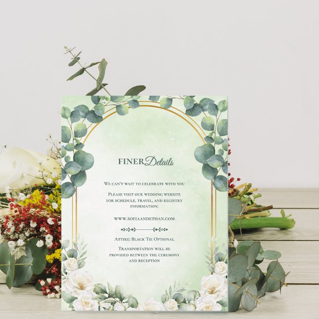 Carte D'accompagnement Eucalyptus Sage Green Botanical Wedding Details (Eucalyptus Sage Green Botanical Wedding Details Enclosure Card)