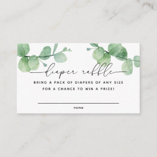 Carte D'accompagnement Eucalyptus script Baby shower Déchets Billet Raffl