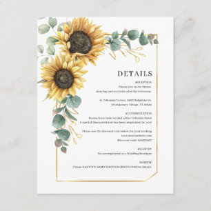 Carte D'accompagnement Eucalyptus Sunflower Botanique Détails du Mariage