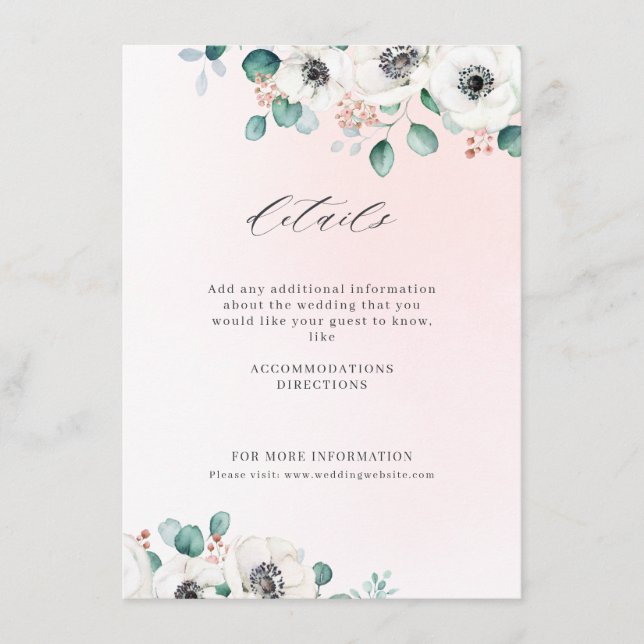 Carte D'accompagnement Eucalyptus verdure anémonique floral rustique mari (Devant)
