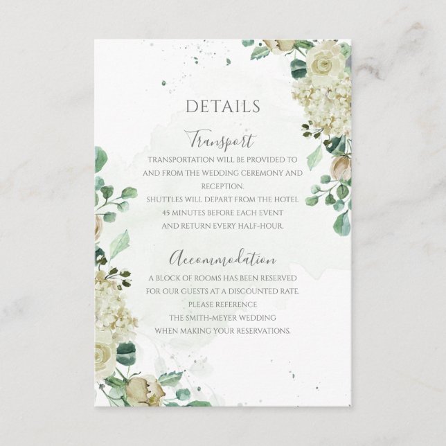 Carte D'accompagnement Eucalyptus Verdure Feuilles Élégant Mariage Floral (Devant)