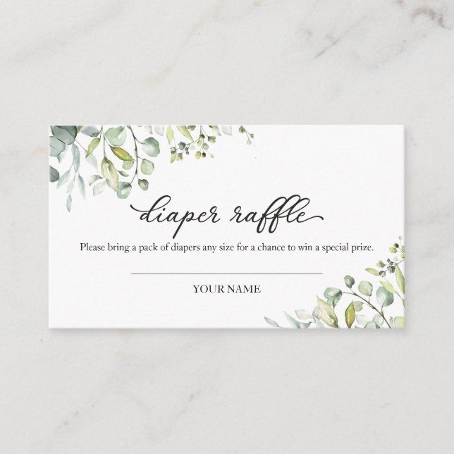 Carte D'accompagnement Eucalyptus vert Baby shower Déchets Refle Encl (Devant)