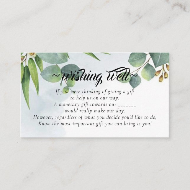 Carte D'accompagnement Eucalyptus veut bien pour boîtier Mariage (Devant)